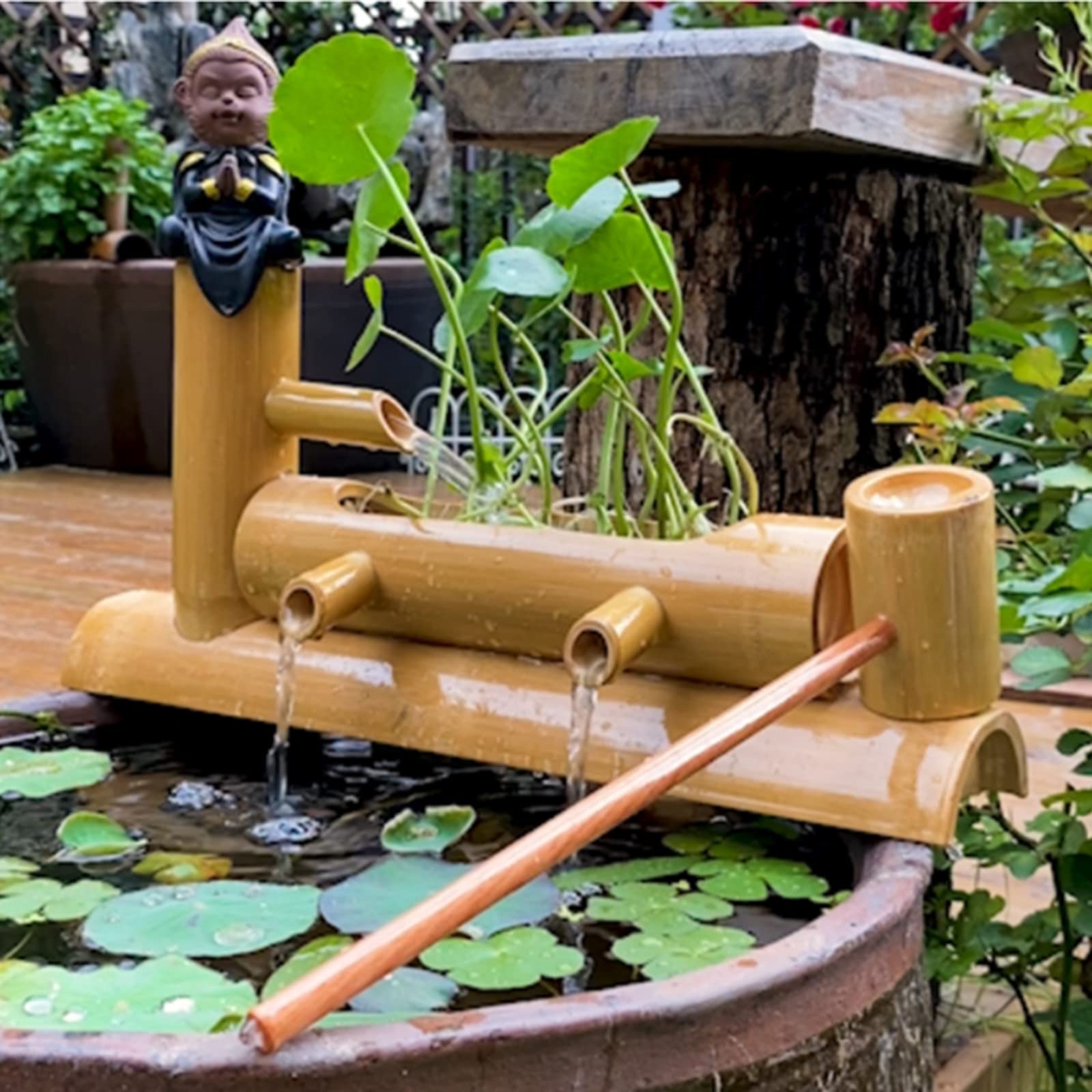 Amazon.co.jp: 竹の噴水の装飾, ポンプ付き水口 竹製噴水キット ポンプ